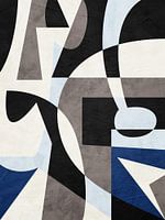 Geometric abstract art,blue, brown and black tones