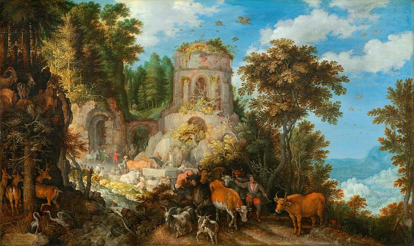 Landschaft mit der Flucht nach Ägypten, Roelant Savery von Meisterhafte Meister