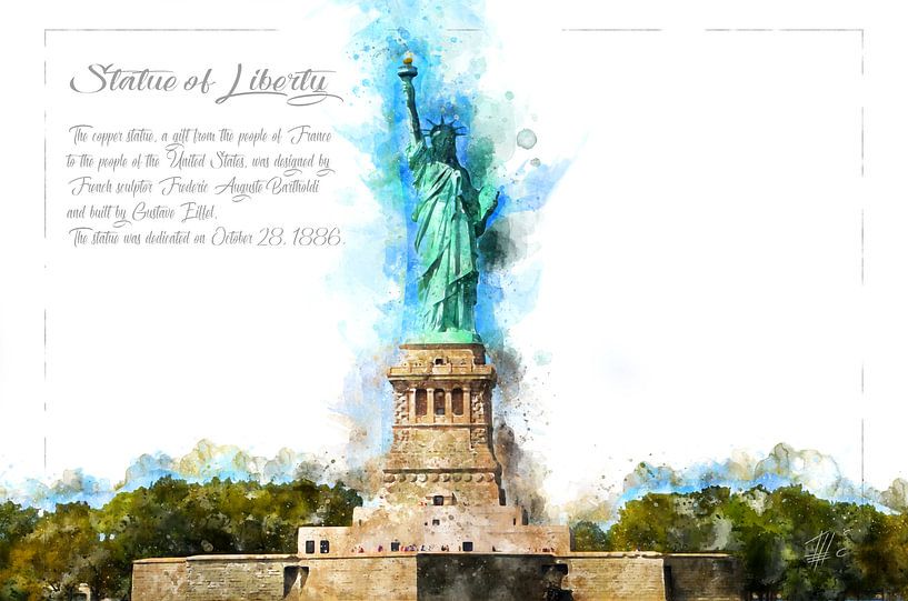 Statue de la Liberté, aquarelle, New York par Theodor Decker