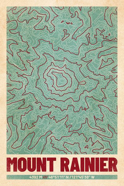 Le Mont Rainier | Topographie de la carte (Retro) par ViaMapia