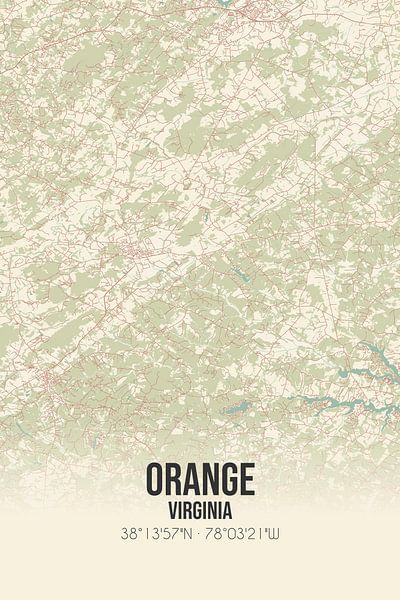 Alte Karte von Orange (Virginia), USA. von Ortsdrucke