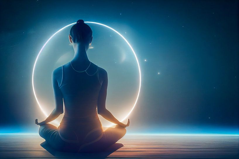 Woman in Yoga Lotus Pose, Art Illustration by Animaflora PicsStock