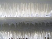 Eiswachstum auf dem Afsluitdijk bei strengem Frost