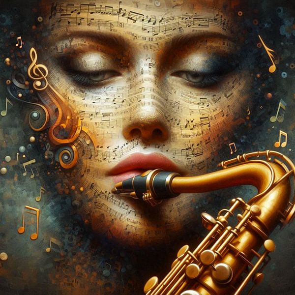 notes de musique sur le visage par Bernhard Karssies