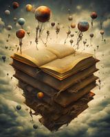Alle boeken van de wereld zweven rond in het heelal  tussen realiteit en surrealisme-4