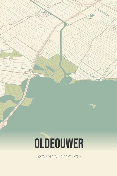 Vintage map of Oldeouwer (Fryslan) by Prints of Place
