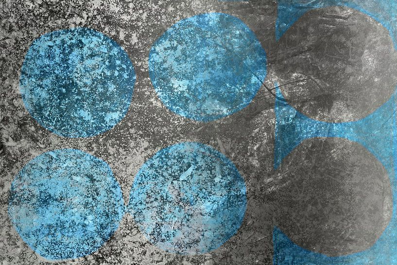 Moderne abstracte geometrische minimalistische kunst in grijs en blauw van Dina Dankers