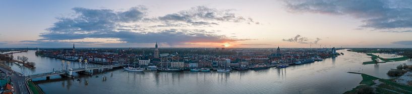 Kampen panorama sunset over the river IJssel during winter by Sjoerd van der Wal Photography