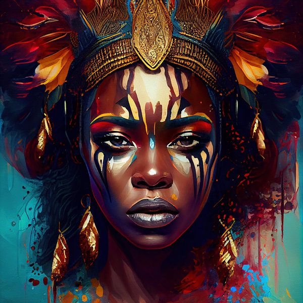 Puissante femme guerrière africaine #3 par Chromatic Fusion Studio
