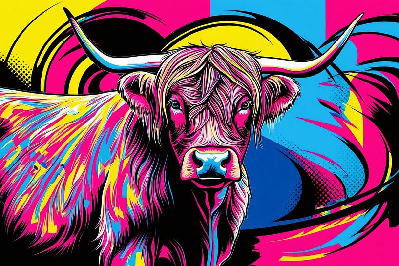 Bunte abstrakte schottische Highlander von Art & Soul Creations