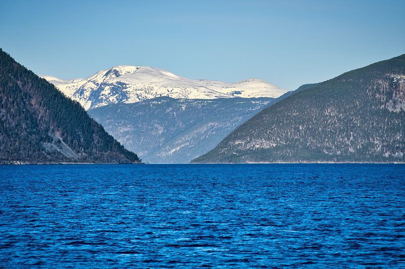 Fjord en Norvège avec un ciel bleu par Martin Köbsch