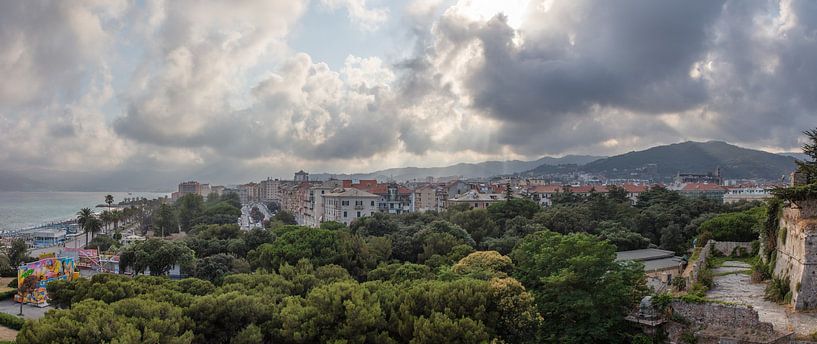 View over beach and city of Savona. Liguria, Italy by Joost Adriaanse