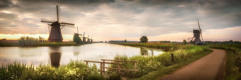 Windmills in Holland at sunrise. by Voss photography