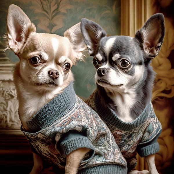 Porträt von zwei Chihuahuas von Vlindertuin-Art