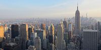 Manhattan New York met het Empire State Building voor zonsondergang, panorama
