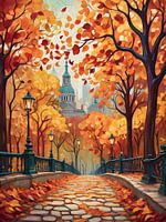 Die Pracht des Herbstes in einem Stadtgarten