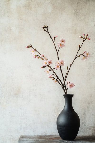 Blühende Zweige in schwarzer Vase von Imperial Art House
