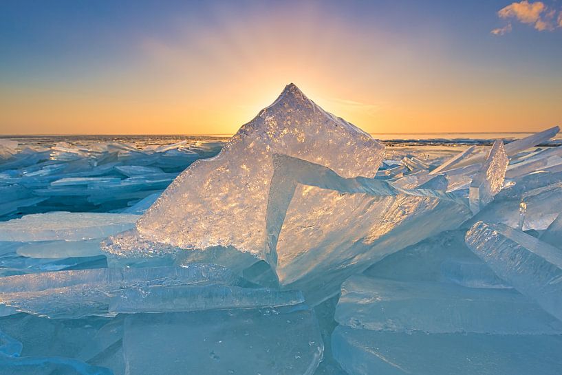 Glowing Ice - Lake IJsselmeer by Bas Meelker