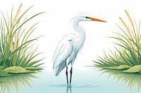 Heron on the Water - Stylish Nature Illustration