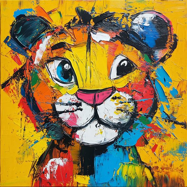 Kleurrijke Leeuwenwelp met Glimlach van Emil Husstege