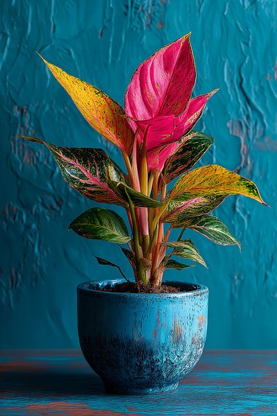 Tropical Aglaonema in Turquoise no.1 by Studio BB