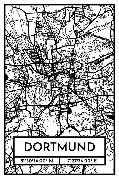 Dortmund – City Map Design Stadtplan Karte (Retro) von ViaMapia