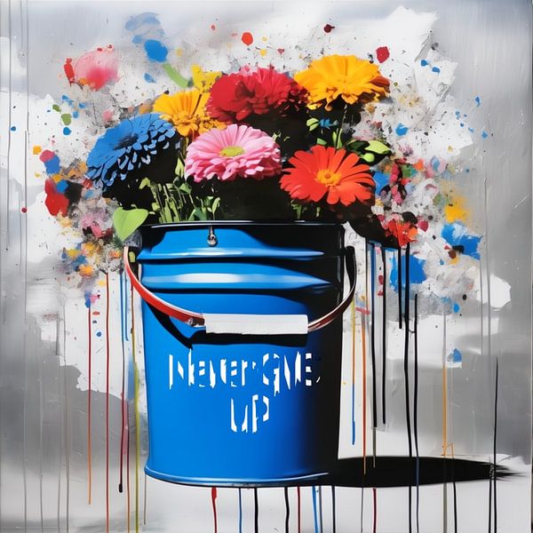 Street Art - We need Flower - Never give up von Team W 32 Gallery