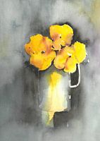 Yellow flowers in vase.