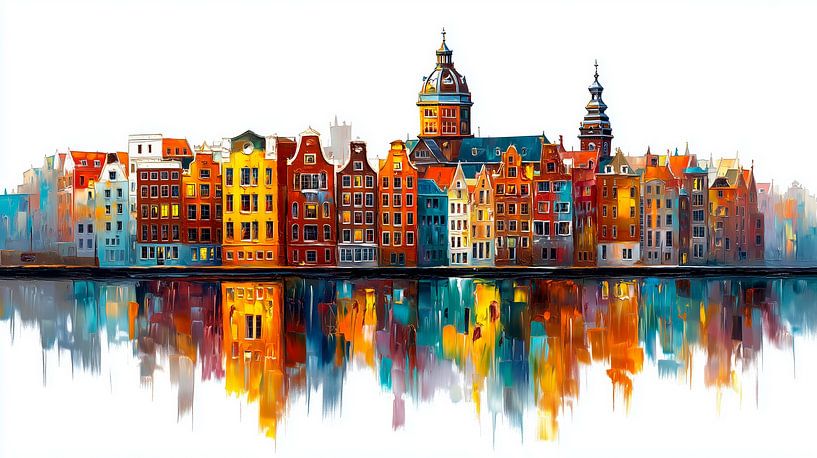 Dutch old town water reflection watercolour by MArt