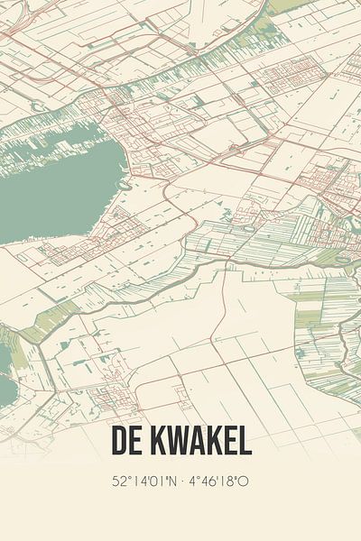 Vieille carte de De Kwakel (Hollande du Nord) par Affiches de lieux