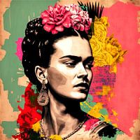 Retro collage van Frida, popart