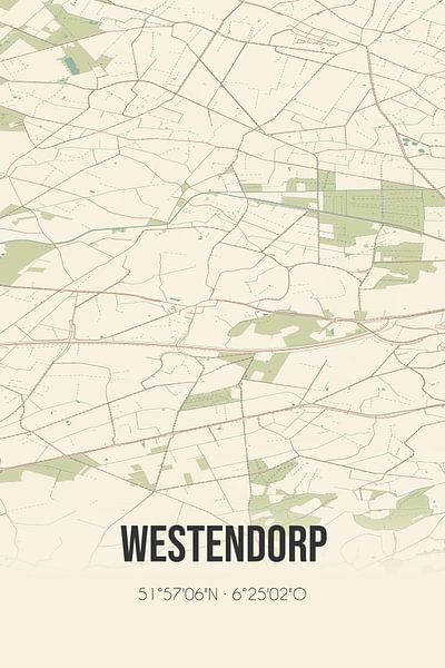 Vieille carte de Westendorp (Gueldre) par Affiches de lieux