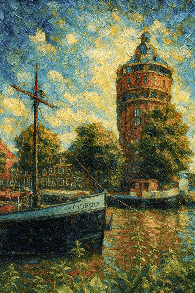 Windrose auf dem Wilhelmina-Kai von Stadspronk