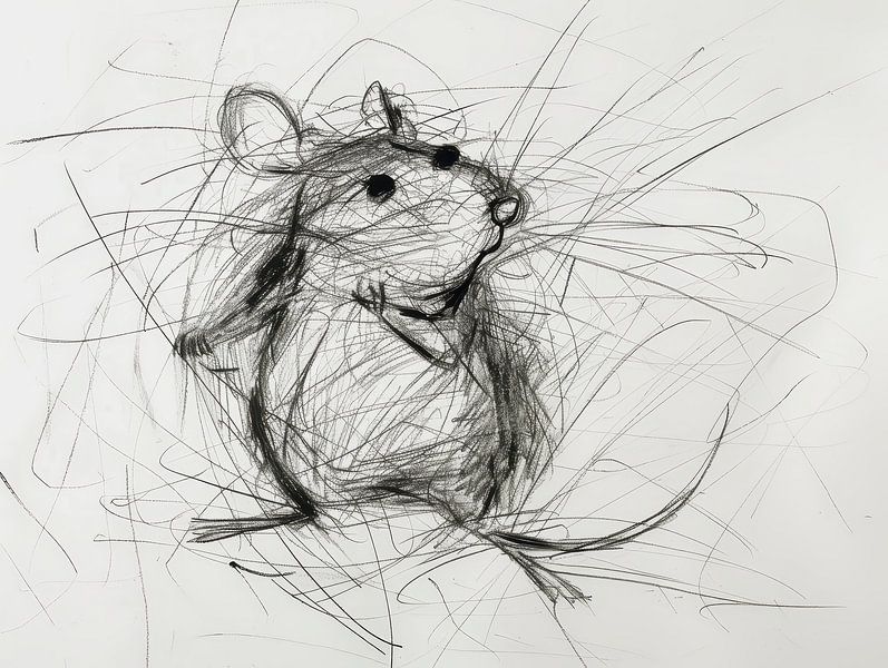 Expressive Mouse - Art in Sketch Style by Peter Pen Drawings and Paintings