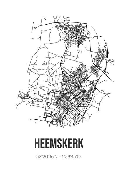 Heemskerk (Noord-Holland) | Map | Black and White by Prints of Place