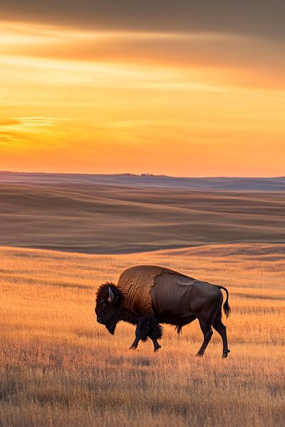 Bison at dusk by Poster Art Shop