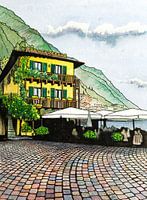 Limone sul Garda | Piazza Garibaldi | Italie | Aquarel schilderij