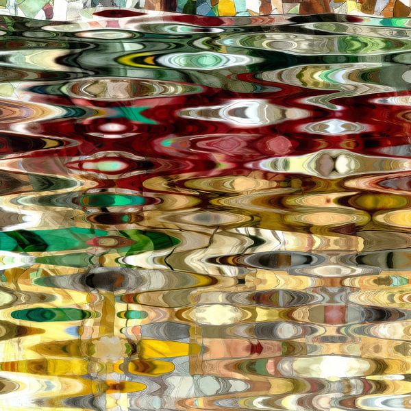 Unergründliche Reflexion in rot-grün-gelb und gold von Lois Diallo