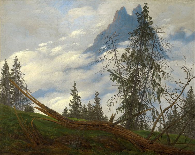 Sommet de montagne avec nuages flottants, Caspar David Friedrich - vers 1835 par Het Archief