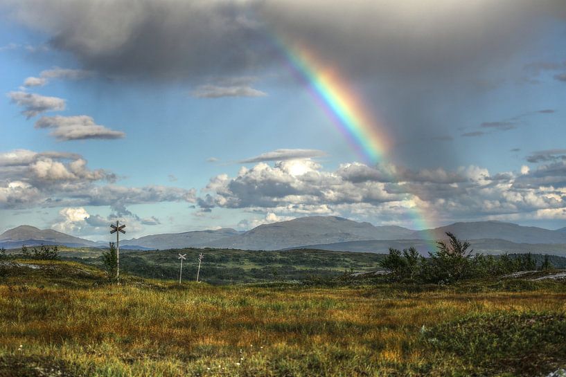 Arc-en-ciel dans la réserve naturelle de Blåsjöfjäll à Vildmarksvägen par Hagalnaudir