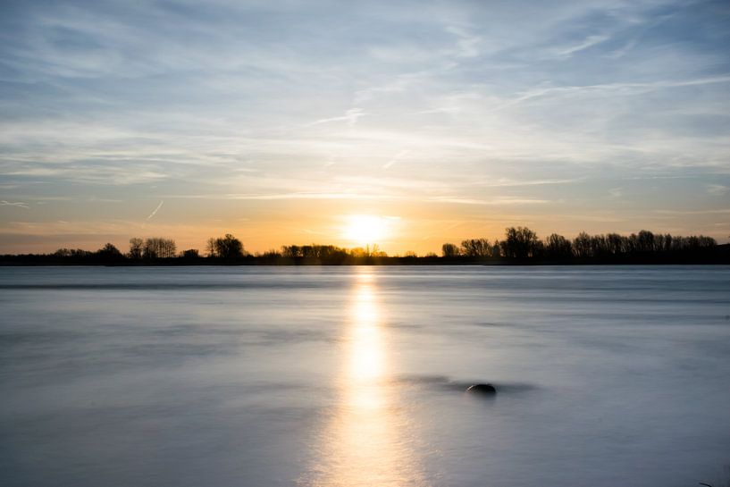 Sunrise over the Waal and Ooijpolder near Nijmegen by Patrick Verhoef