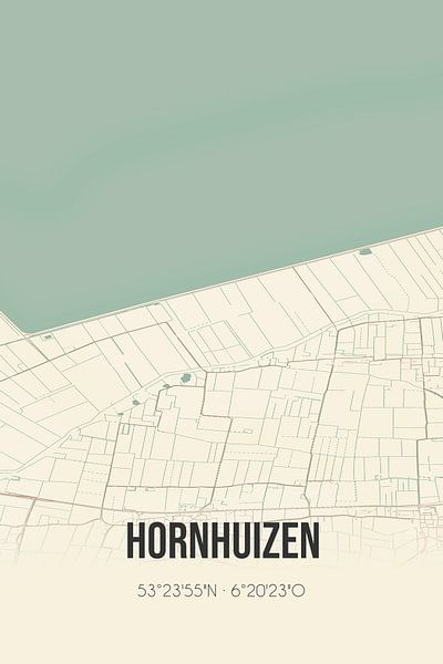 Alte Karte von Hornhuizen (Groningen) von Ortsdrucke