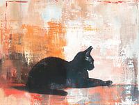 Chat noir, huile