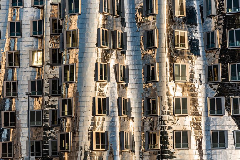 Gehry buildings in the Media Harbour Neuer Zollhof in Düsseldorf metal facade by Dieter Walther
