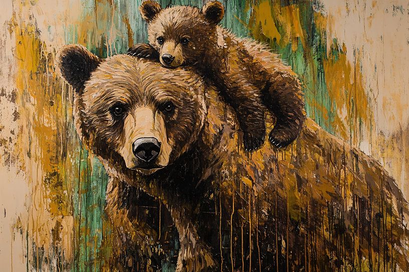 Malerei Bärenfamilie auf dem Rücken von Imperial Art House