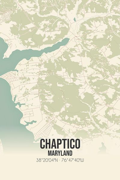 Alte Karte von Chaptico (Maryland), USA. von Ortsdrucke