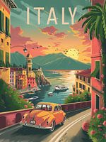 Italian Riviera Drive: Retro Coastal Escape Poster