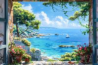 aus dem Fenster schauen und eine schöne Landschaft sehen