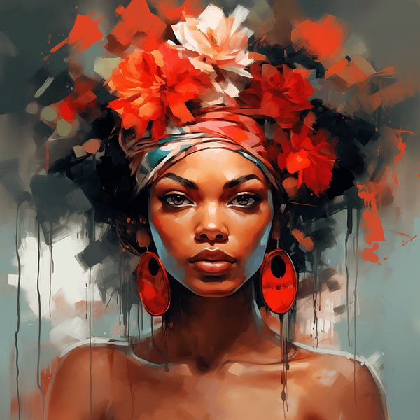 Beautiful African woman with fiery gaze by Steinfox Art