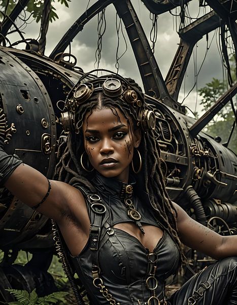 joung woman and a crashed airplane by Nick Wendt